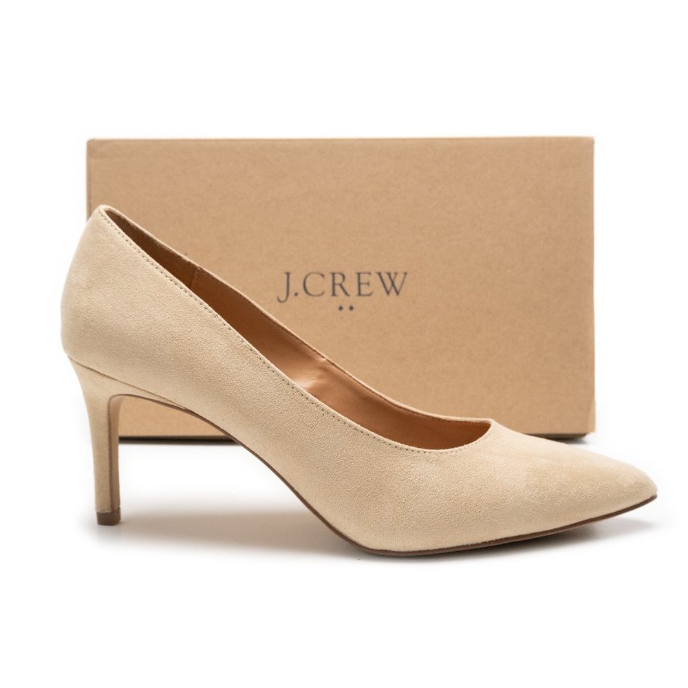 NEW J. Crew Microsuede Heeled Pumps in Saddle tan BJ248 $128